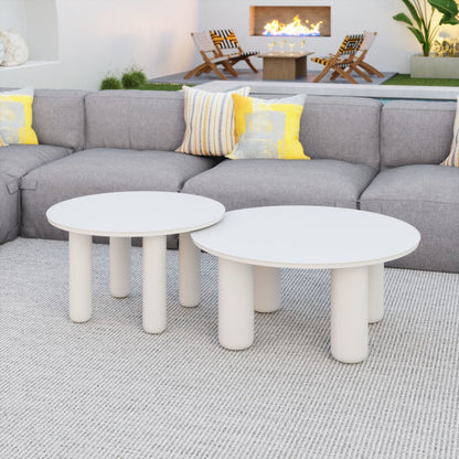 34" White Rounded Aluminum Outdoor Coffee Table HomeRoots