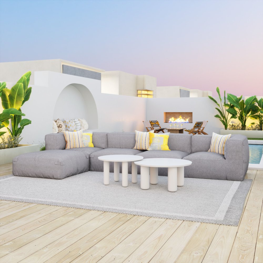 34" White Rounded Aluminum Outdoor Coffee Table HomeRoots