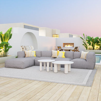 34" White Rounded Aluminum Outdoor Coffee Table HomeRoots