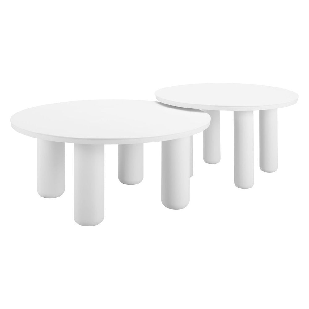 34" White Rounded Aluminum Outdoor Coffee Table HomeRoots