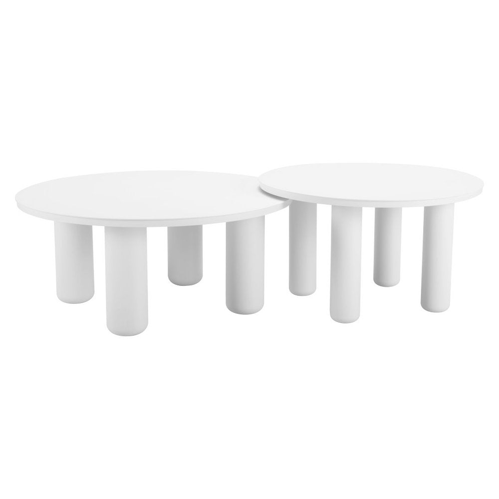 34" White Rounded Aluminum Outdoor Coffee Table HomeRoots
