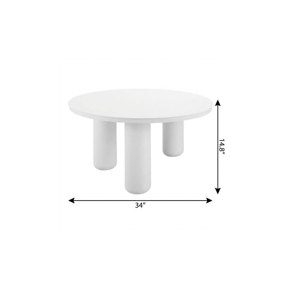 34" White Rounded Aluminum Outdoor Coffee Table HomeRoots