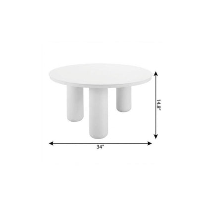 34" White Rounded Aluminum Outdoor Coffee Table HomeRoots