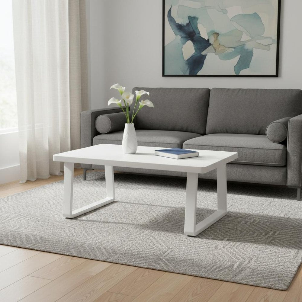 43" White Aluminum Outdoor Coffee Table HomeRoots