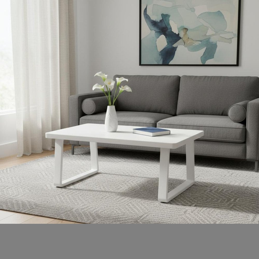 43" White Aluminum Outdoor Coffee Table HomeRoots