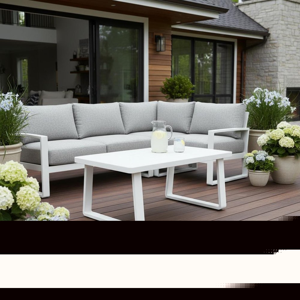 43" White Aluminum Outdoor Coffee Table HomeRoots