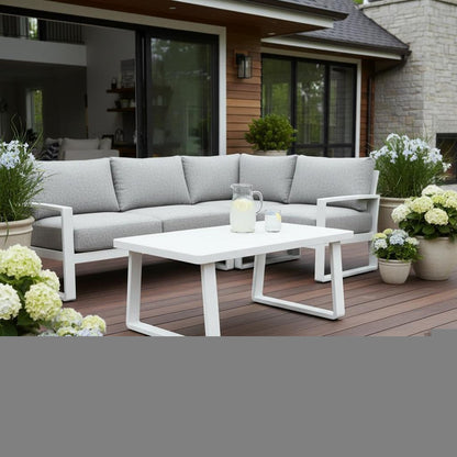 43" White Aluminum Outdoor Coffee Table HomeRoots