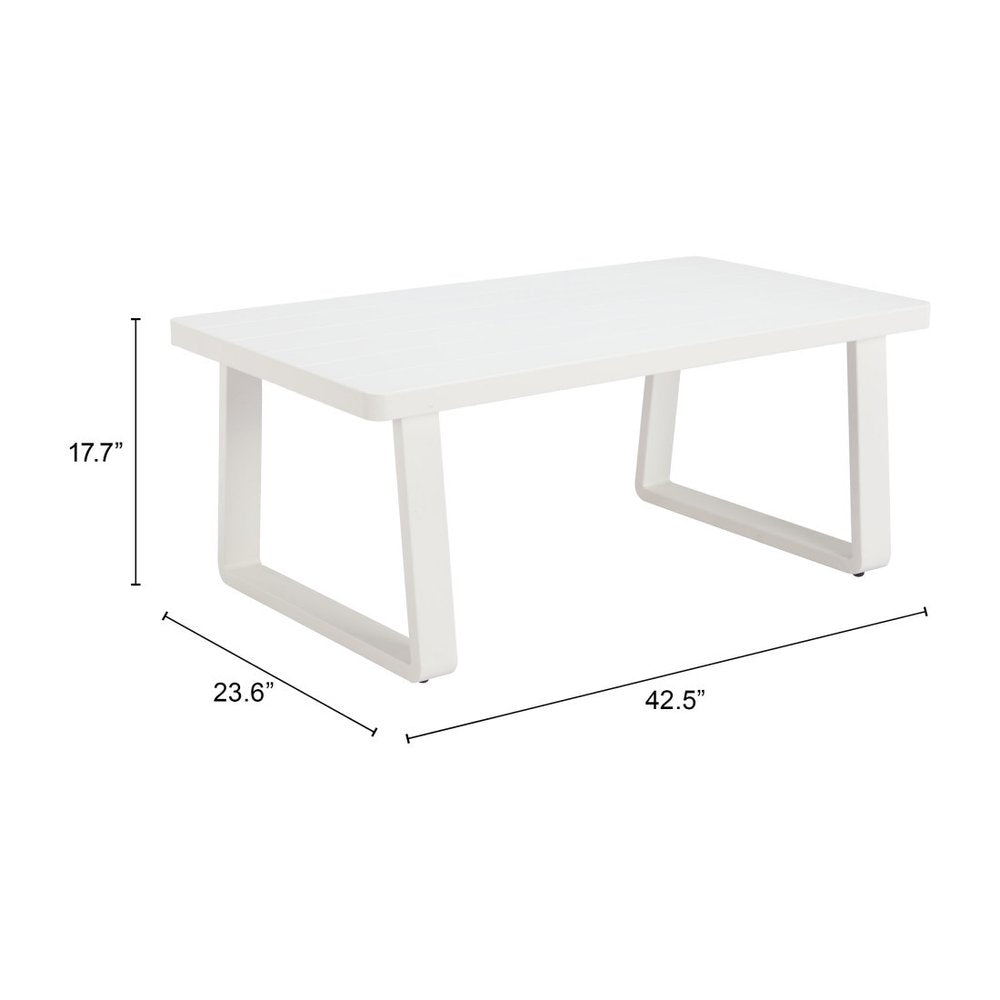 43" White Aluminum Outdoor Coffee Table HomeRoots
