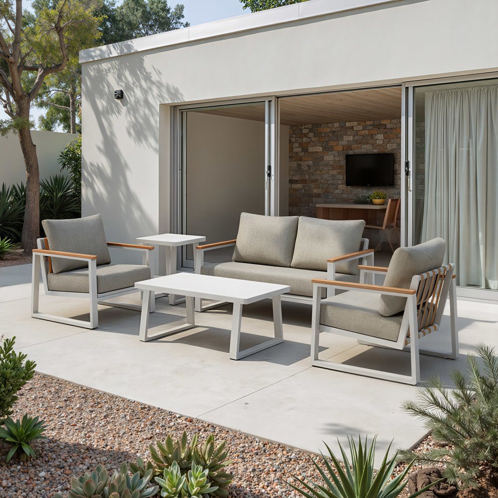43" White Aluminum Outdoor Coffee Table HomeRoots