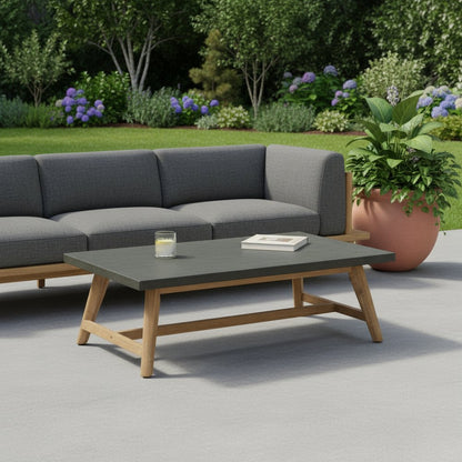48" Dark Gray Concrete Outdoor Coffee Table HomeRoots