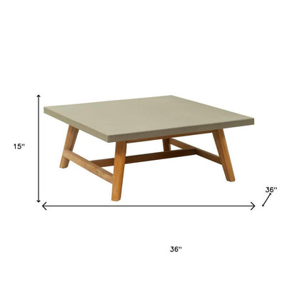 36" Gray Concrete Outdoor Coffee Table HomeRoots