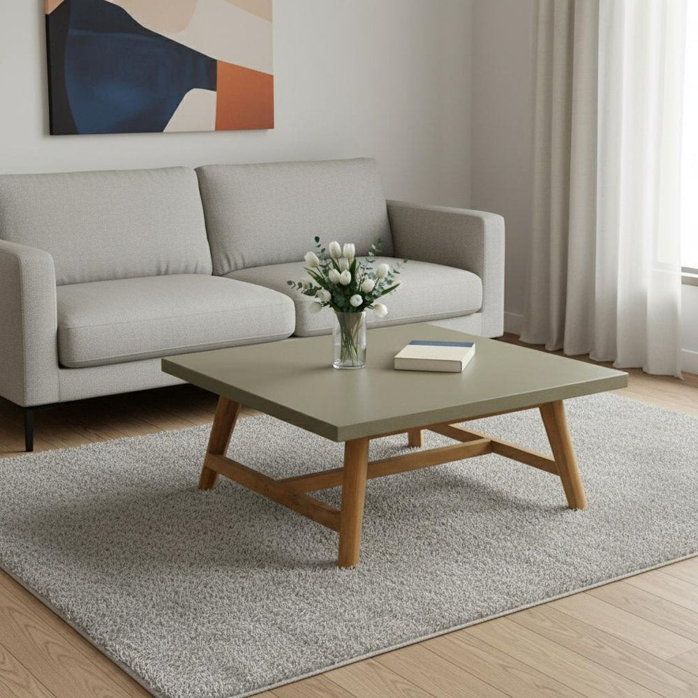 36" Gray Concrete Outdoor Coffee Table HomeRoots