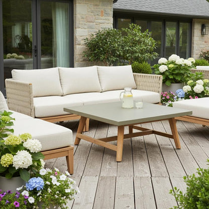 36" Gray Concrete Outdoor Coffee Table HomeRoots