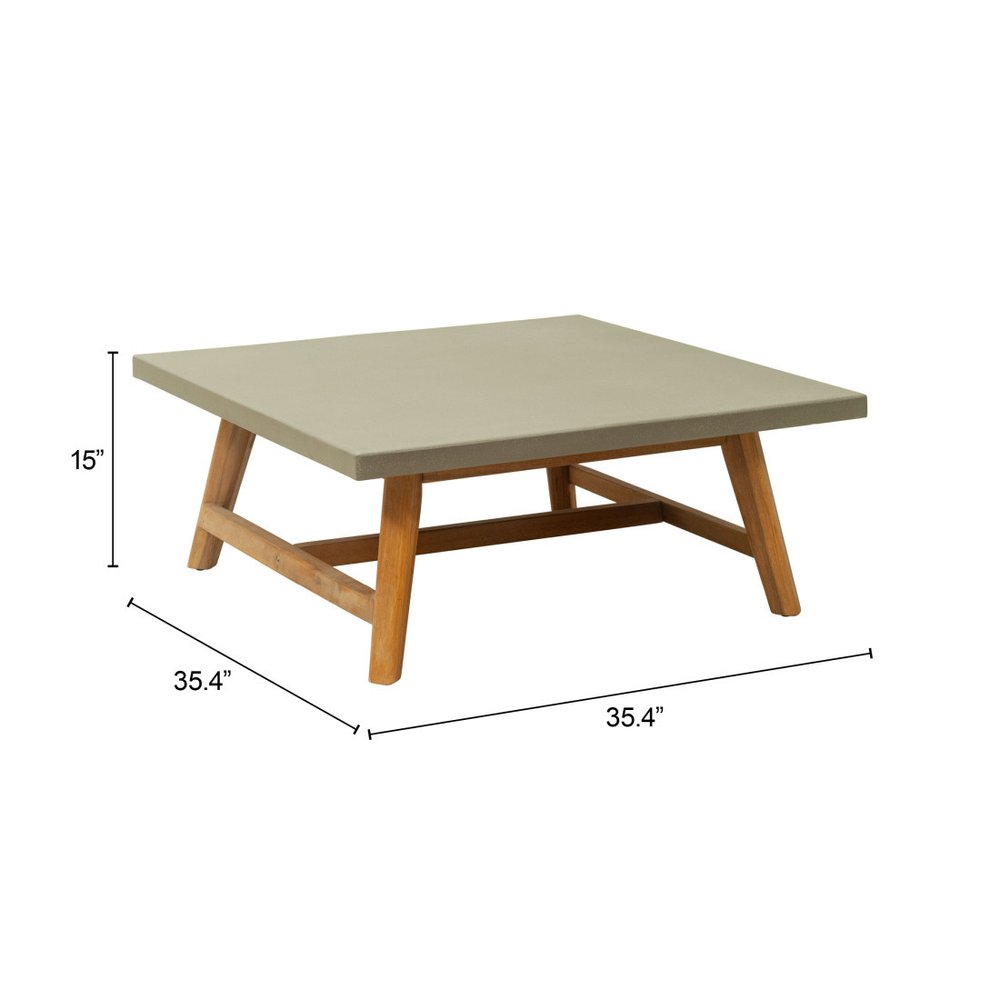 36" Gray Concrete Outdoor Coffee Table HomeRoots