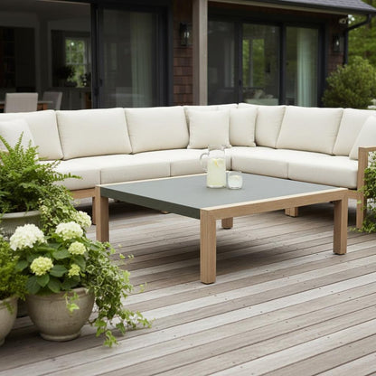 36" Gray Square Concrete Outdoor Coffee Table HomeRoots