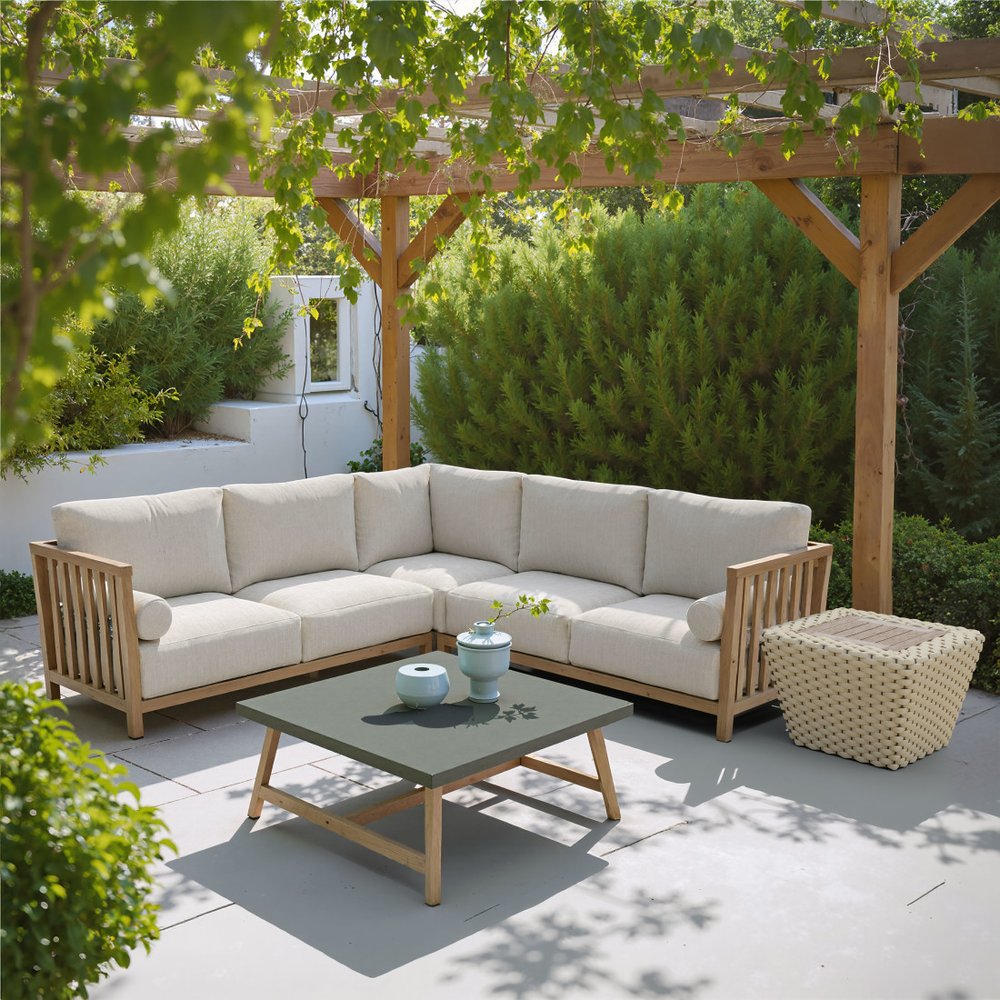 24" Natural And White Square Solid Wood And Wicker Outdoor Coffee Table HomeRoots