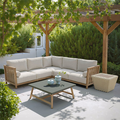 24" Natural And White Square Solid Wood And Wicker Outdoor Coffee Table HomeRoots