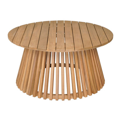 32" Natural Rounded Solid Wood Outdoor Coffee Table HomeRoots