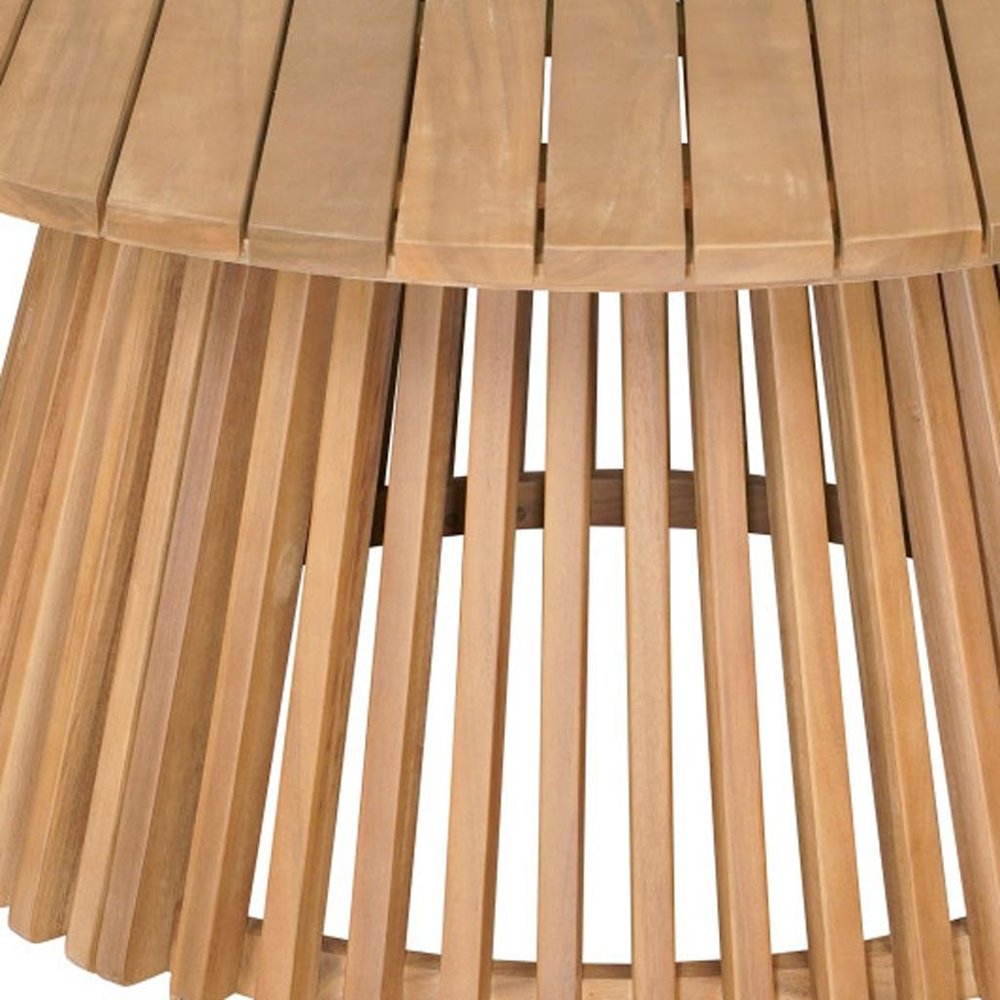 32" Natural Rounded Solid Wood Outdoor Coffee Table HomeRoots
