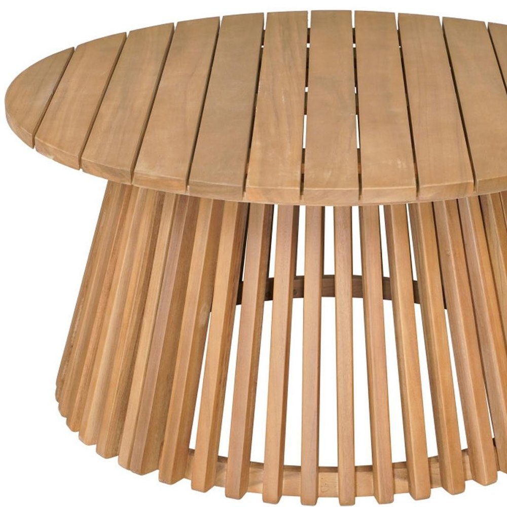 32" Natural Rounded Solid Wood Outdoor Coffee Table HomeRoots