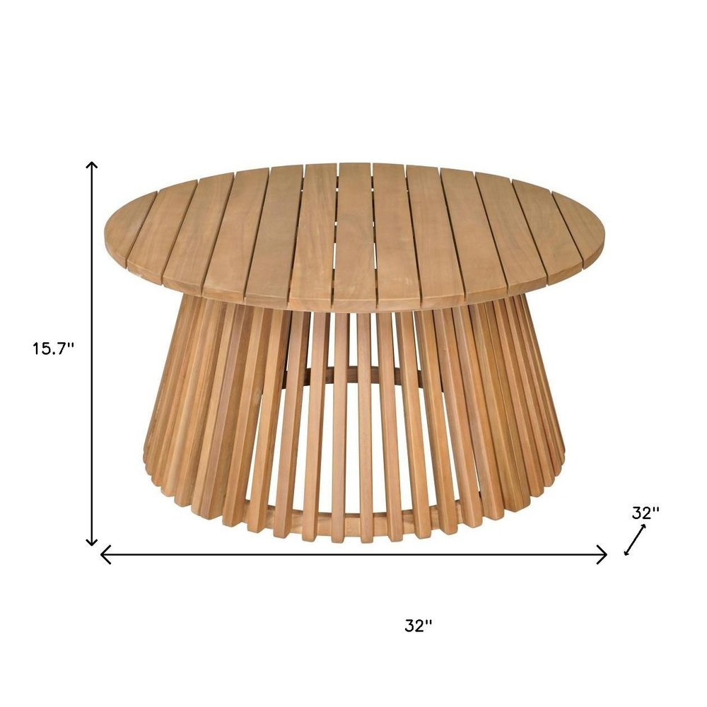 32" Natural Rounded Solid Wood Outdoor Coffee Table HomeRoots