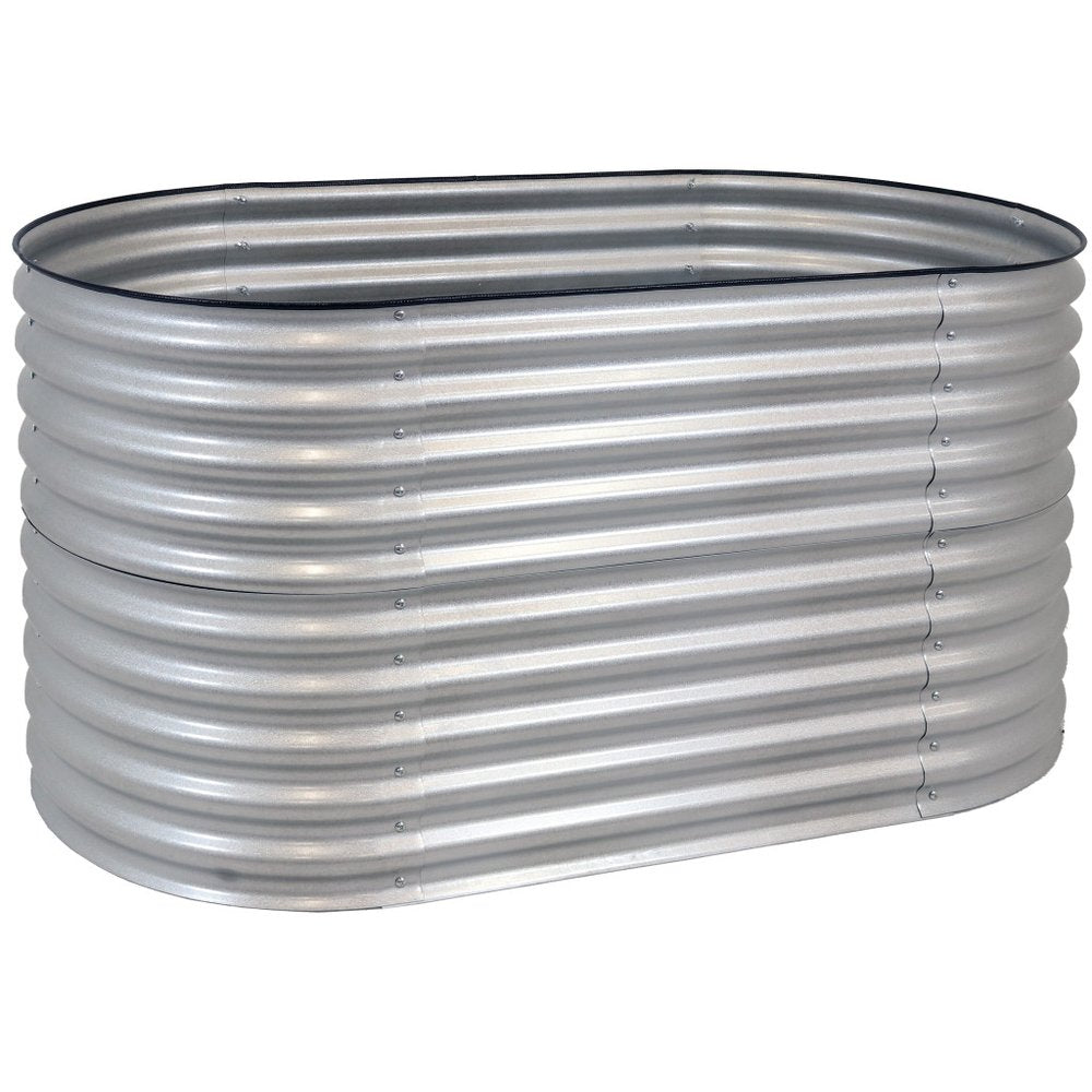 32" X 63" Silver Metal Oval Raised Garden Bed HomeRoots