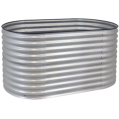 32" X 63" Silver Metal Oval Raised Garden Bed HomeRoots
