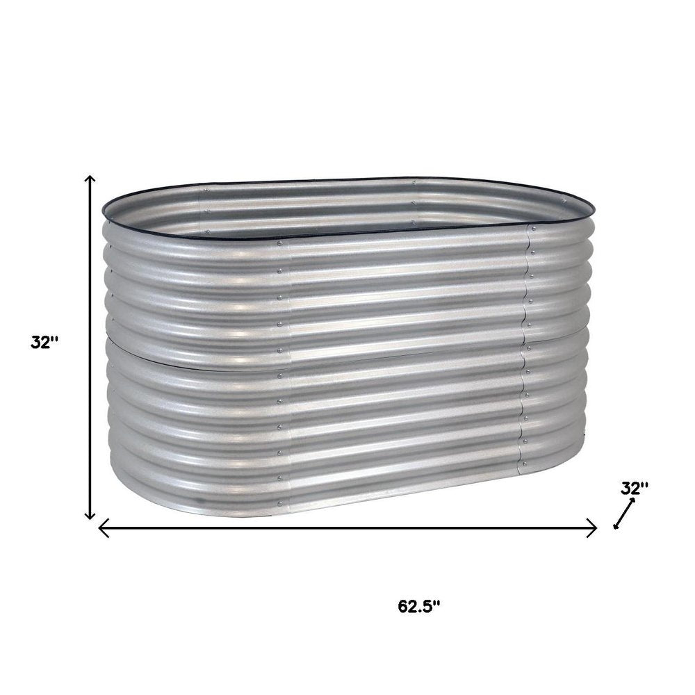 32" X 63" Silver Metal Oval Raised Garden Bed HomeRoots