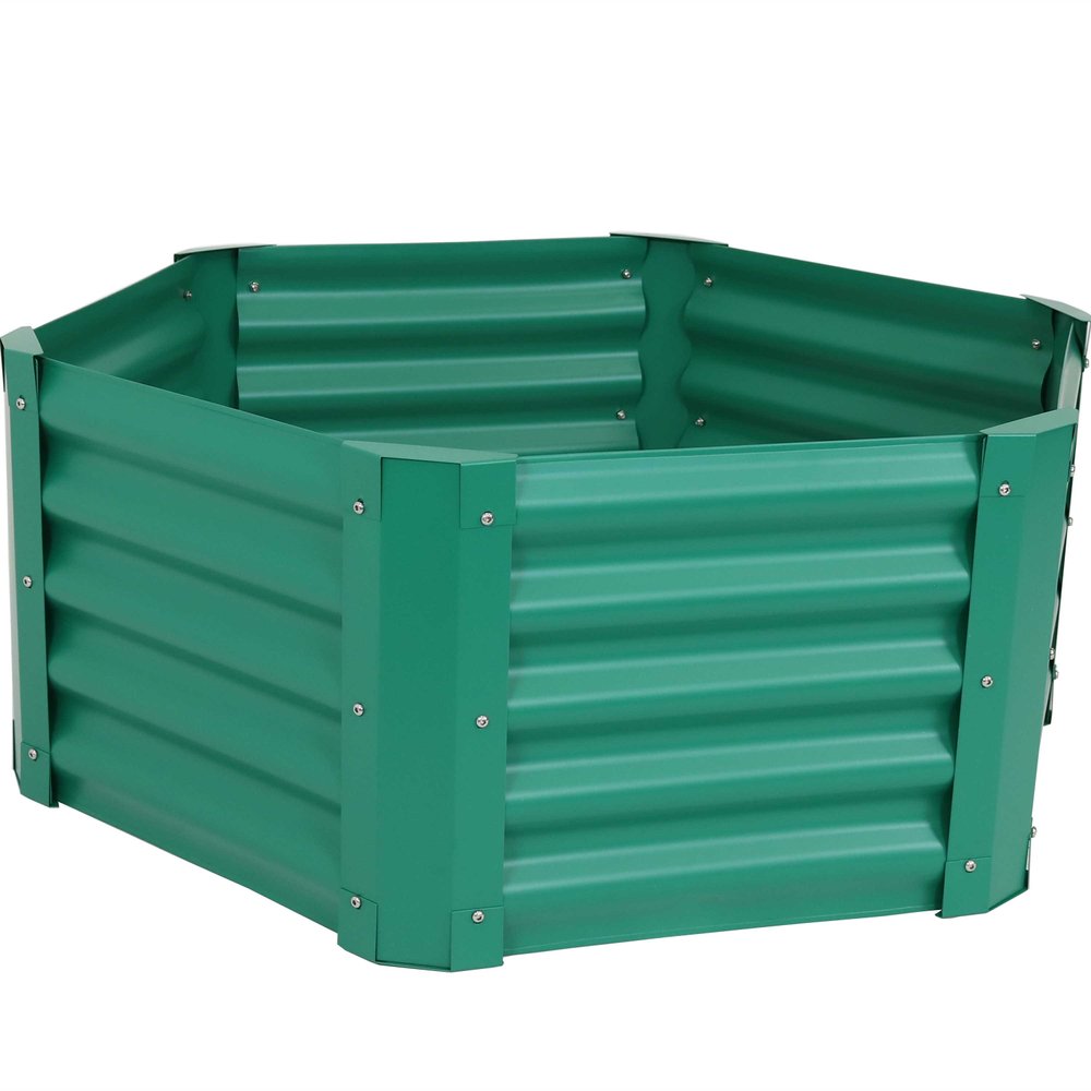 16" X 41" Green Steel Hexagon Planter Box HomeRoots