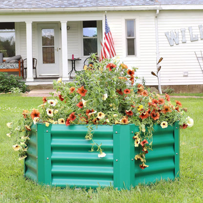 16" X 41" Green Steel Hexagon Planter Box HomeRoots