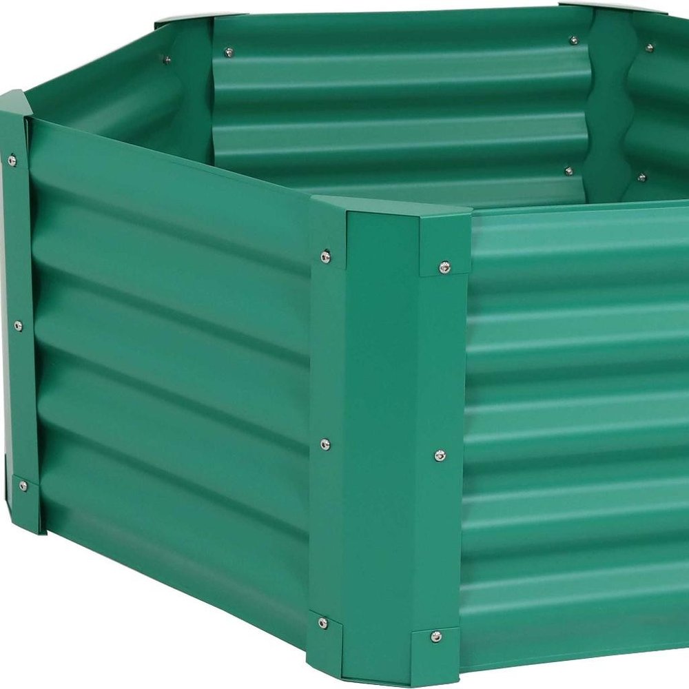 16" X 41" Green Steel Hexagon Planter Box HomeRoots