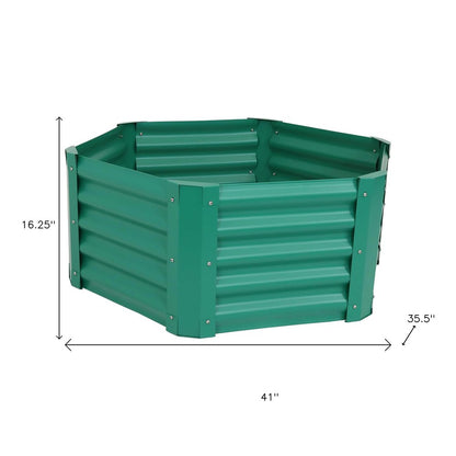 16" X 41" Green Steel Hexagon Planter Box HomeRoots