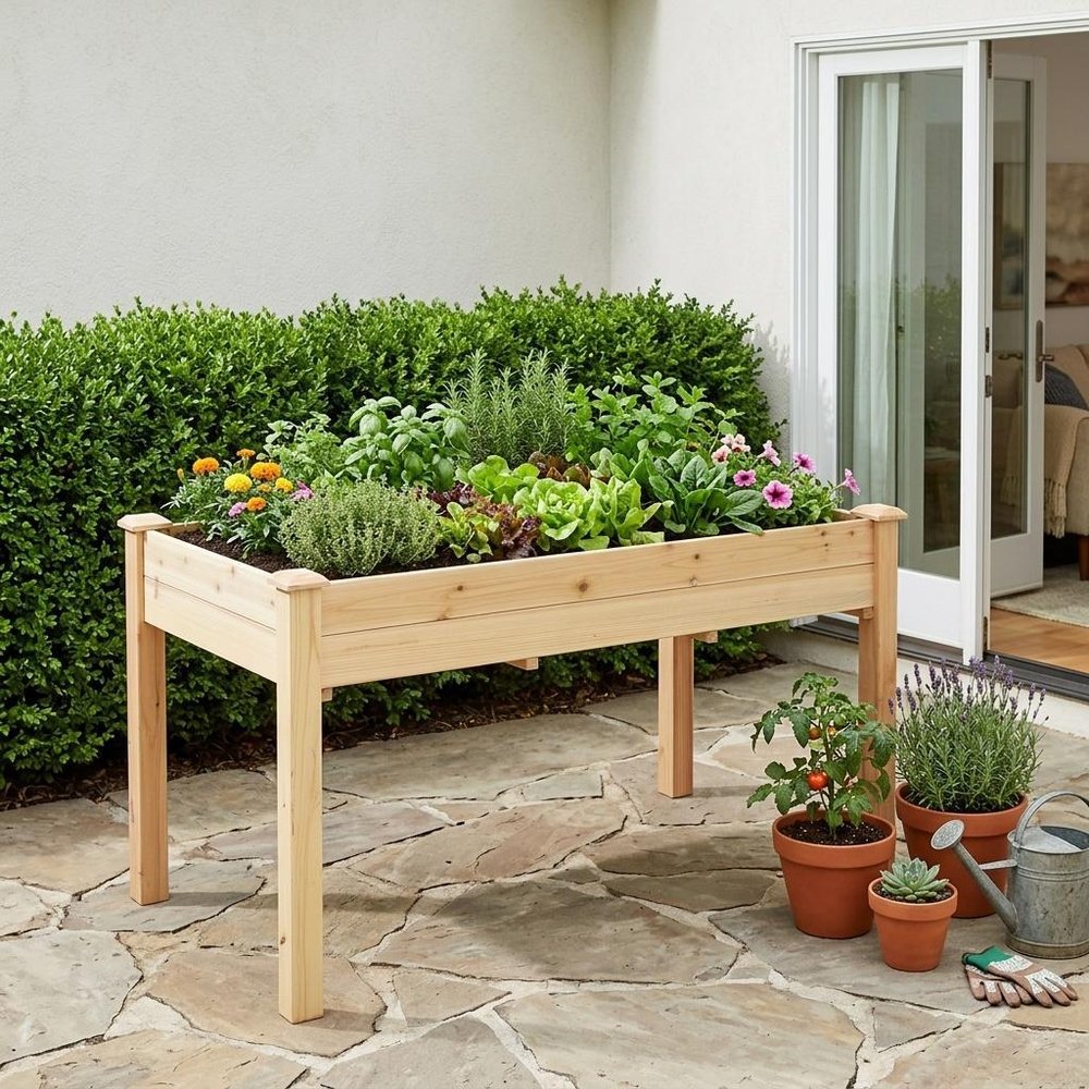 49" X 25" Natural Rectangular Raised Garden Bed — view 9