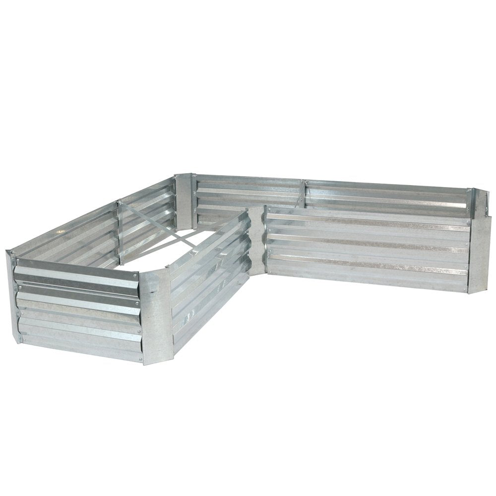 12" X 60" Silver Steel L Shape Raised Garden Bed HomeRoots