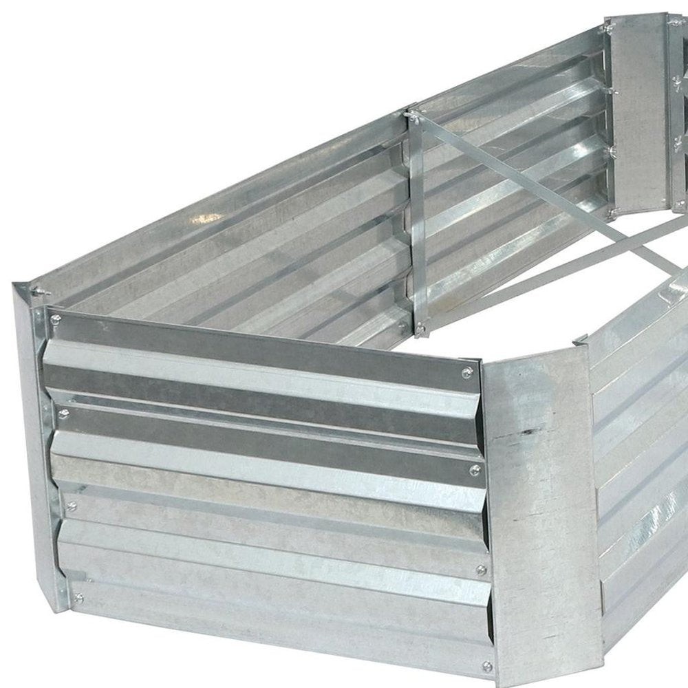 12" X 60" Silver Steel L Shape Raised Garden Bed HomeRoots
