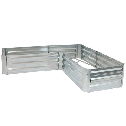 12" X 60" Silver Steel L Shape Raised Garden Bed HomeRoots