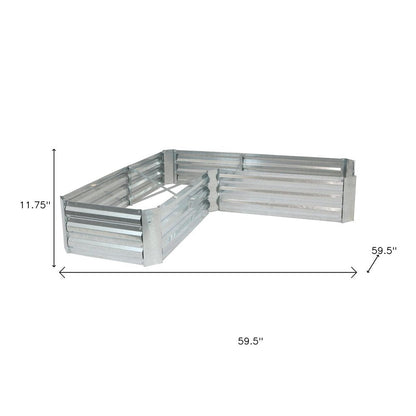 12" X 60" Silver Steel L Shape Raised Garden Bed