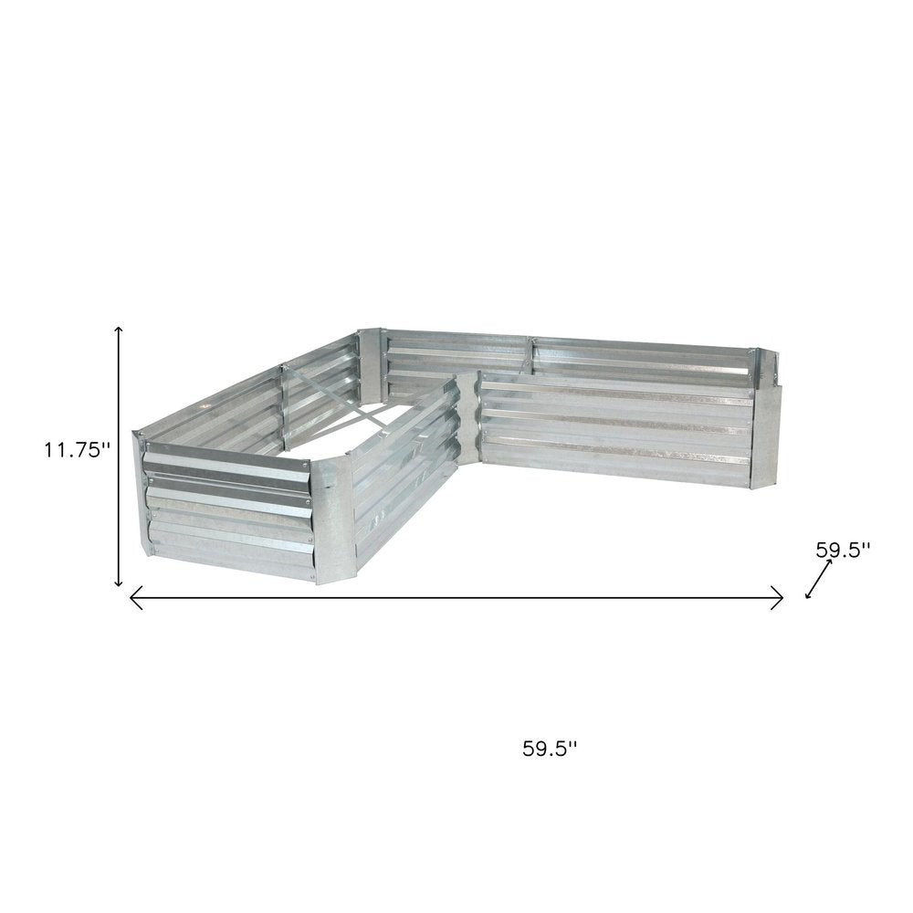 12" X 60" Silver Steel L Shape Raised Garden Bed HomeRoots