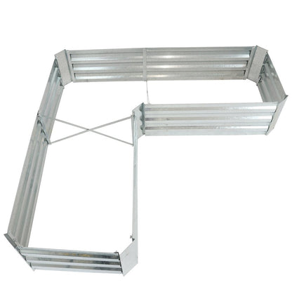 12" X 60" Silver Steel L Shape Raised Garden Bed HomeRoots
