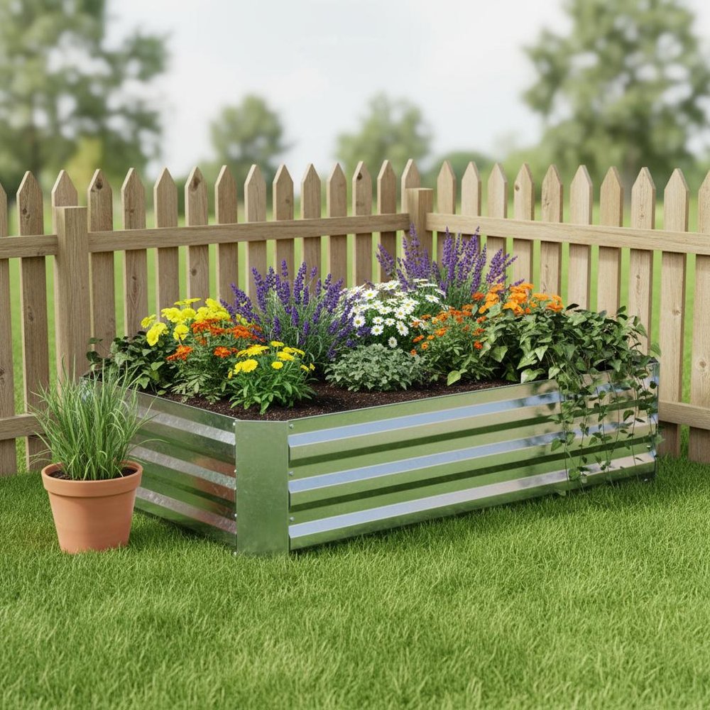 12" X 48" Silver Metal Rectangular Raised Garden Bed HomeRoots