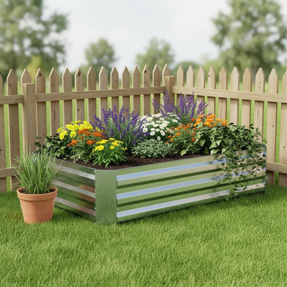 12" X 48" Silver Metal Rectangular Raised Garden Bed HomeRoots