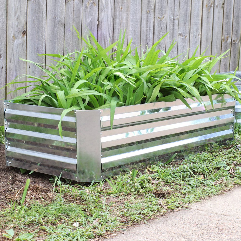 12" X 48" Silver Metal Rectangular Raised Garden Bed HomeRoots