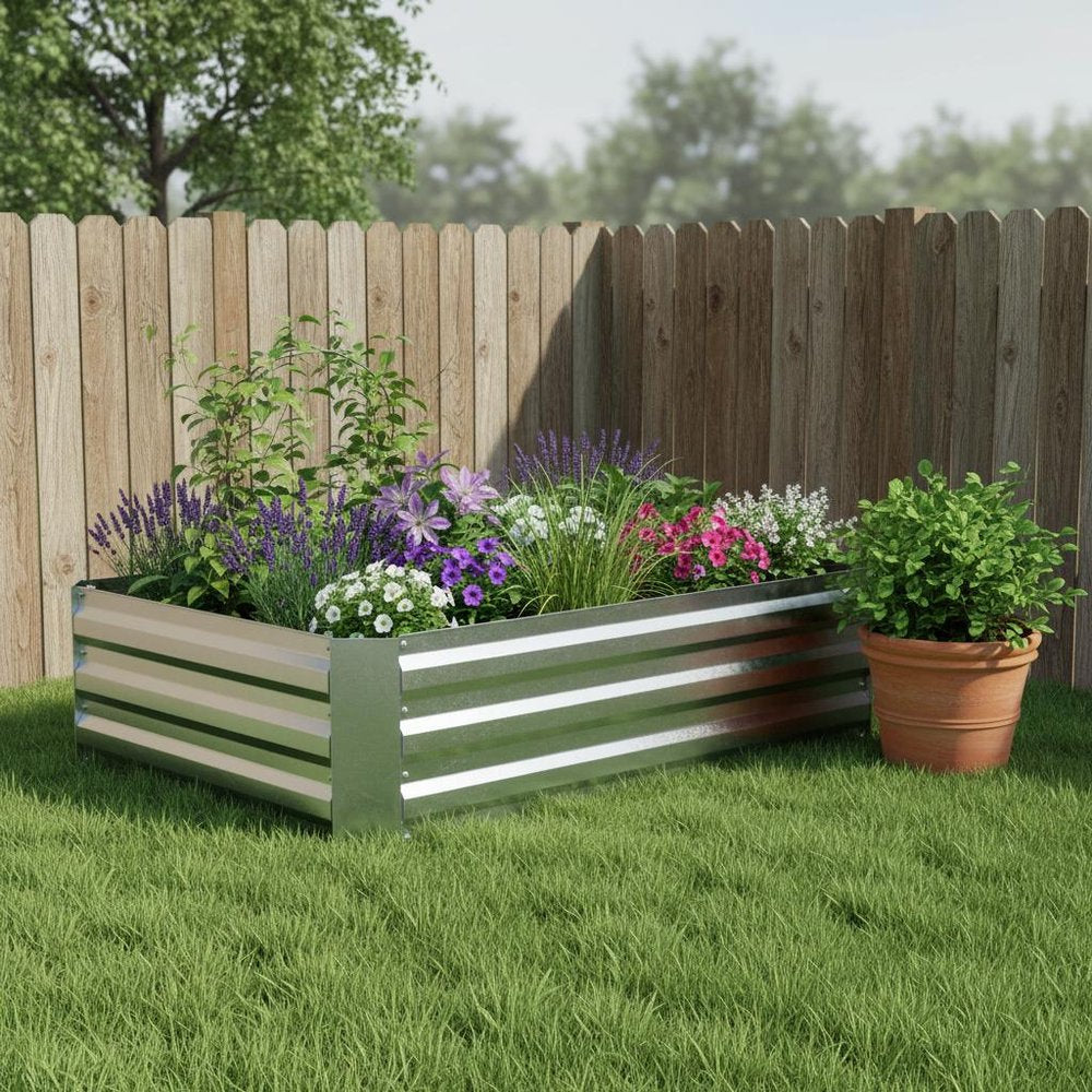 12" X 48" Silver Steel Rectangular Raised Garden Bed — view 8