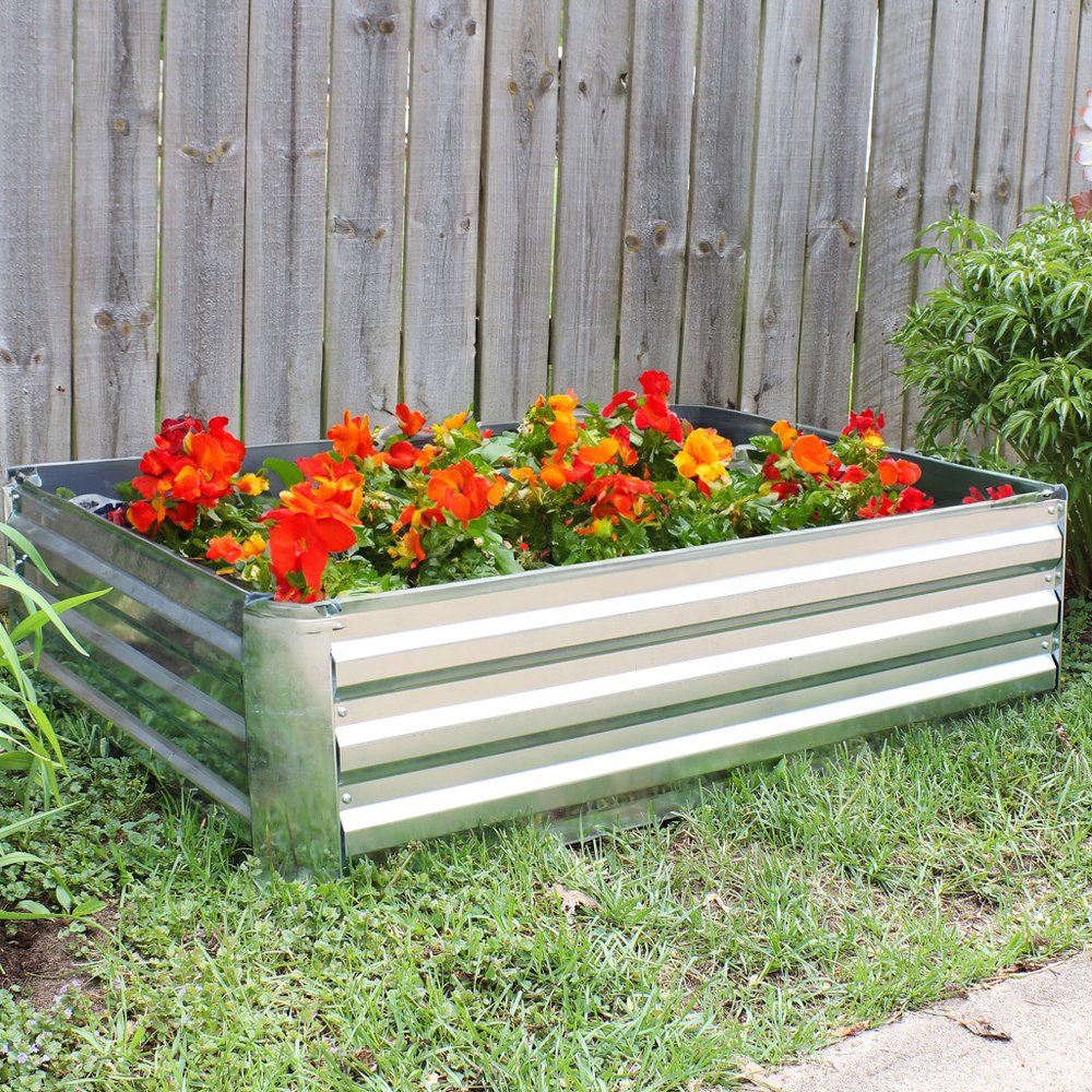 12" X 48" Silver Steel Rectangular Raised Garden Bed HomeRoots