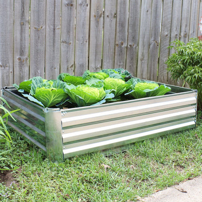 12" X 48" Silver Steel Rectangular Raised Garden Bed HomeRoots