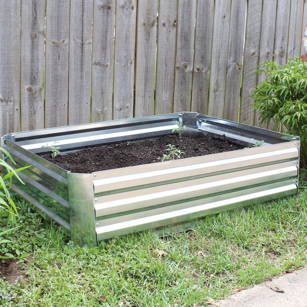 12" X 48" Silver Steel Rectangular Raised Garden Bed HomeRoots