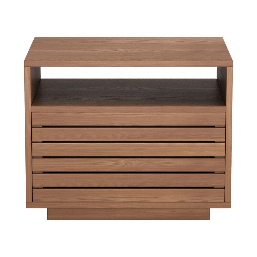 16" Natural Wood Plantation Shutter One Drawer Nightstand HomeRoots