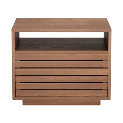 16" Natural Wood Plantation Shutter One Drawer Nightstand HomeRoots