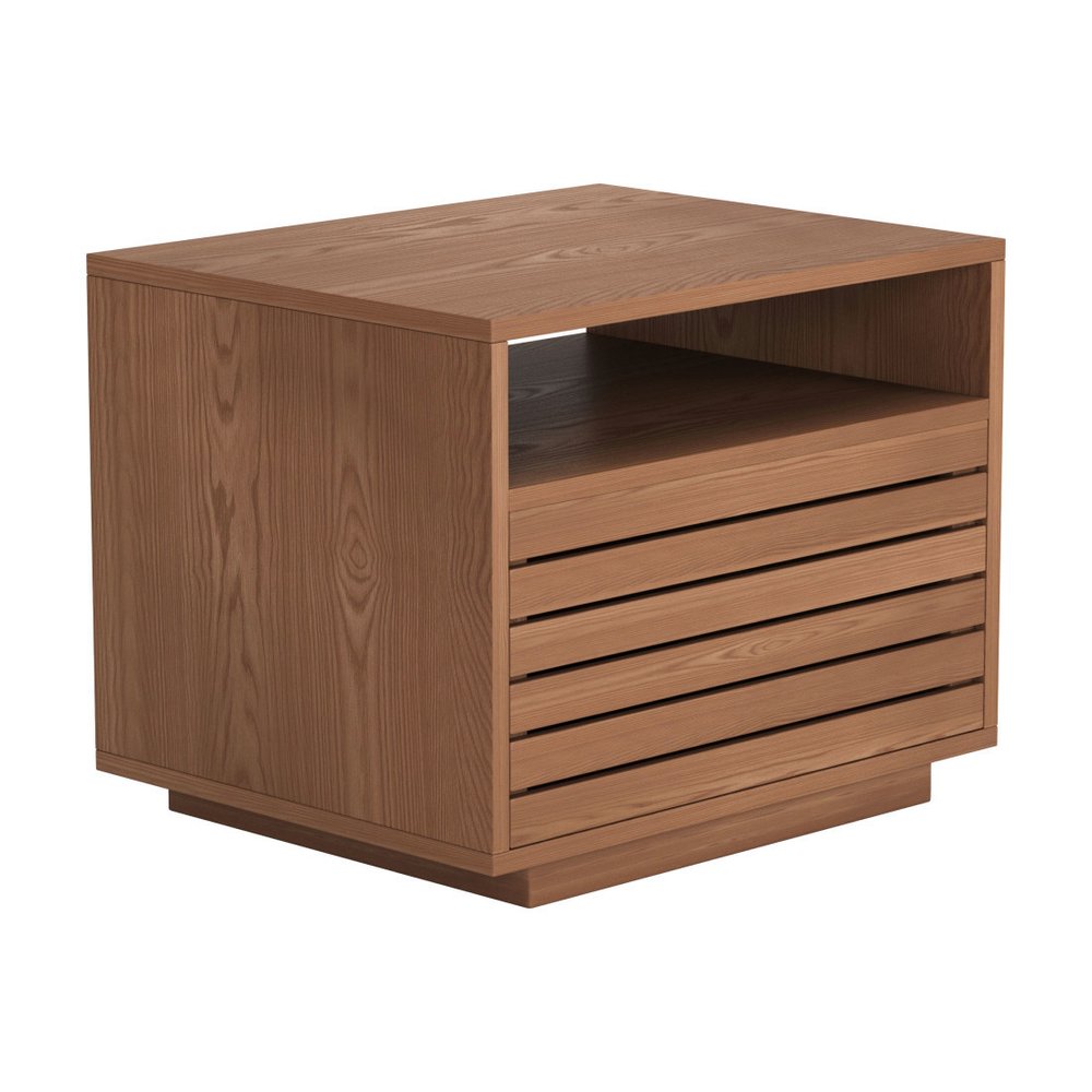 16" Natural Wood Plantation Shutter One Drawer Nightstand HomeRoots