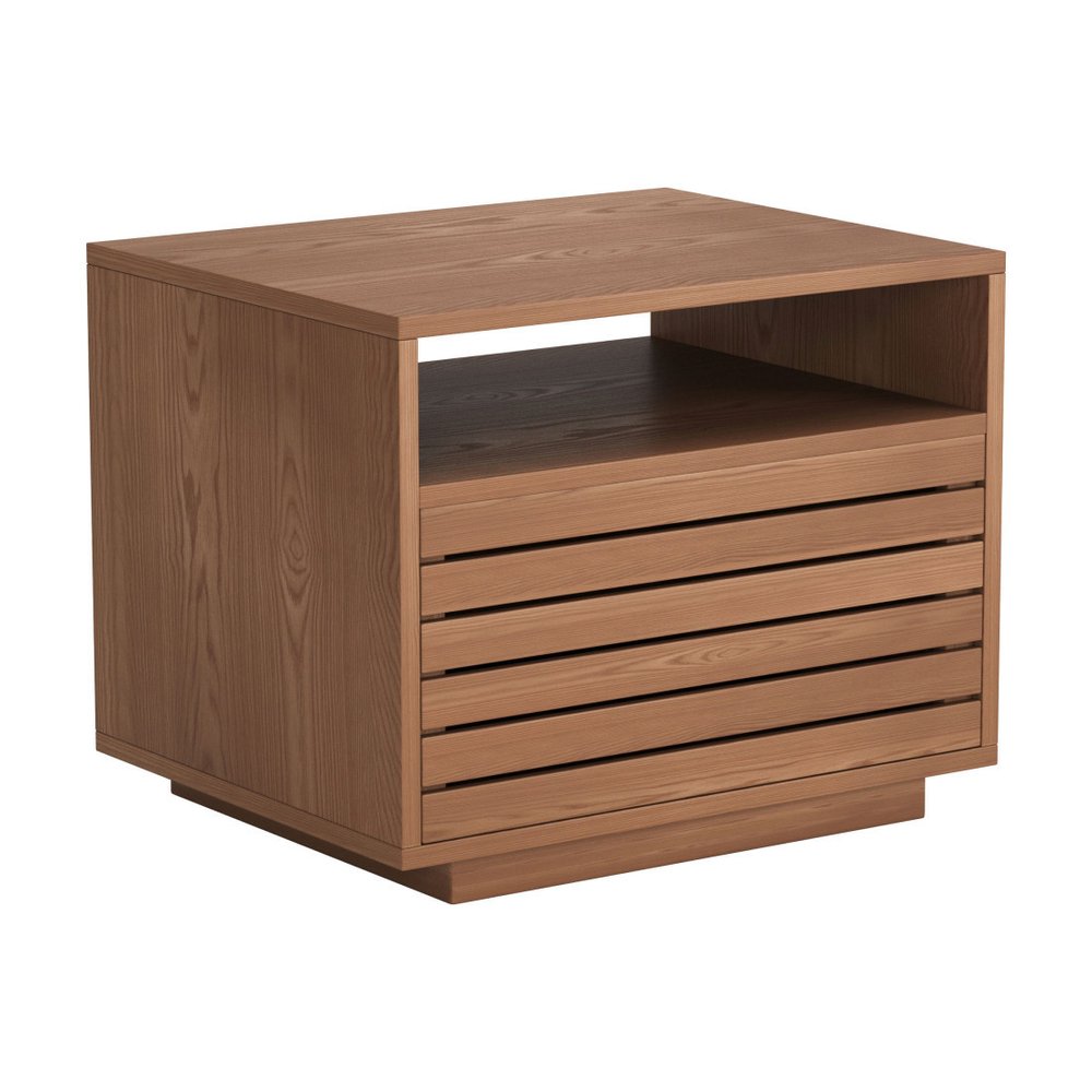 16" Natural Wood Plantation Shutter One Drawer Nightstand — view 8